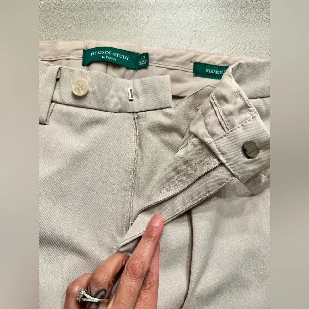 PacSun Field of Study Cream Straight Trousers
